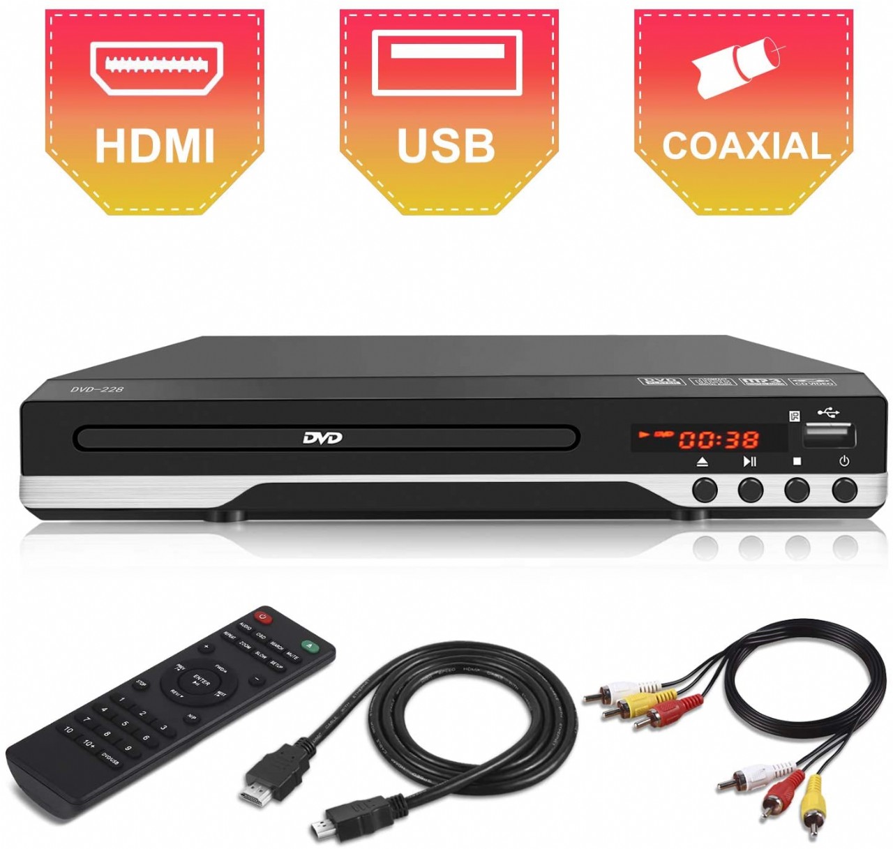 Compact DVD Player for TV - Multi Region HDMI 1080P Digital DVD Player with Remote Control, USB Port