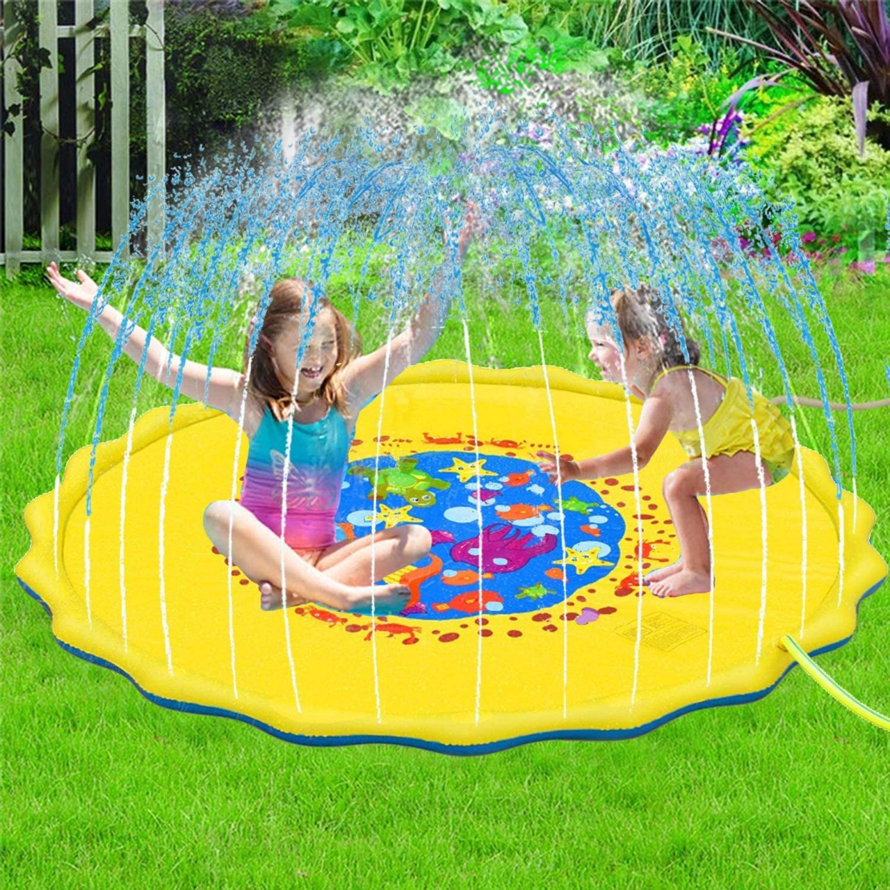 COMPATH Sprinkle & Splash Pad 68'' Water Toys Play Mat Outdoor Sprinkler Pad Party Water Inflatable