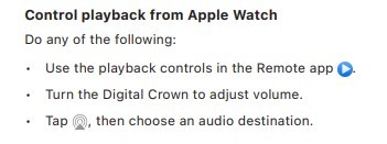 Control playback from Apple Watch