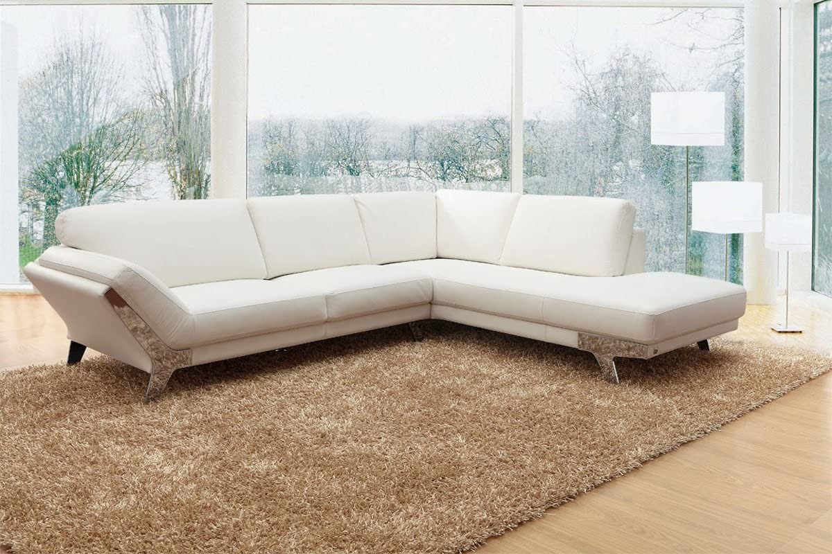 poundex white leather modern sectional sofa