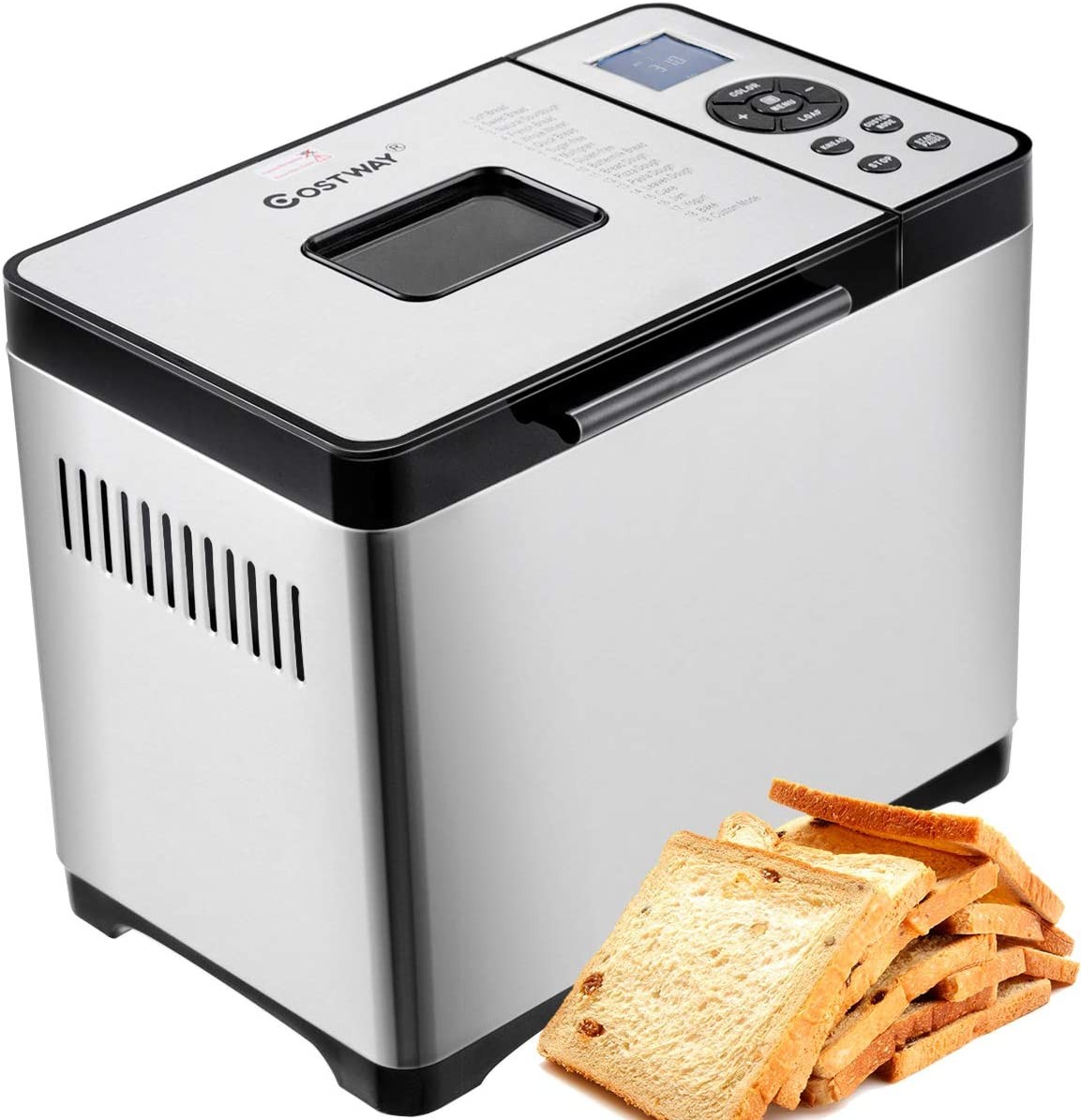 COSTWAY 2 LB Bread Maker Stainless Steel Automatic Programmable Multifunctional Bread Machine