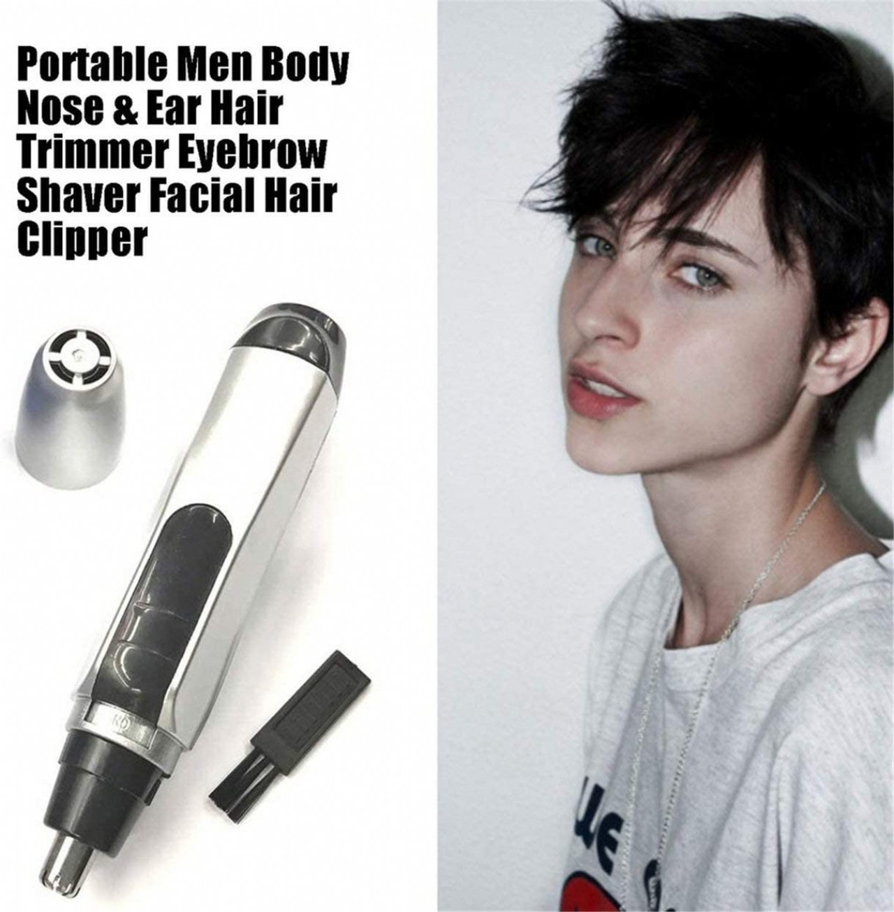 Detectorcatty Portable Handy Mini Handsome Men Body Nose & Ear Hair Trimmer Nasal Cleaner Eyebrow