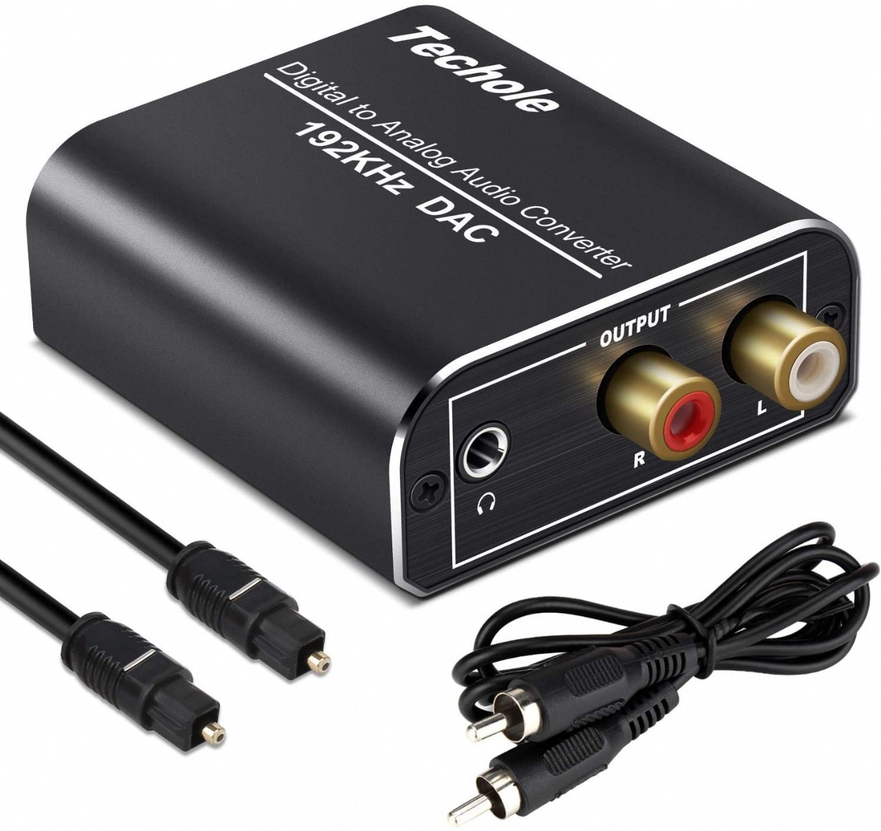 Digital to Analog Audio Converter-192kHz Techole Aluminum Optical to RCA with Optical &Coaxial Cable