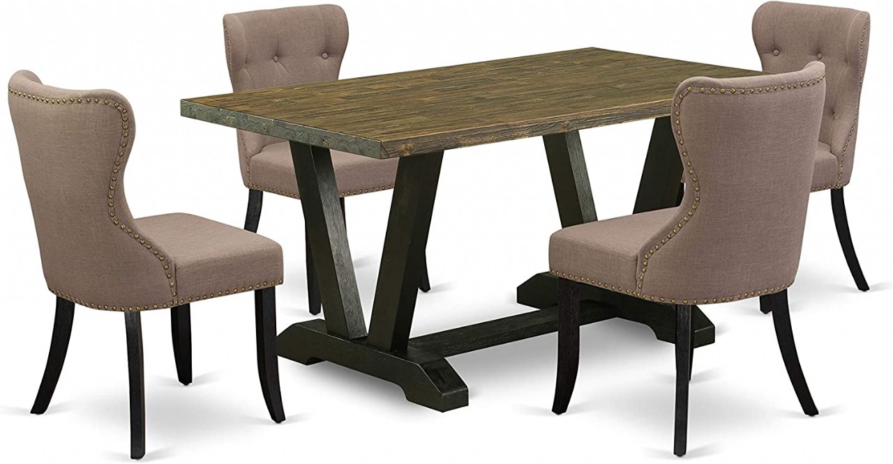 Dining table and 4 attractive parson dining chairs