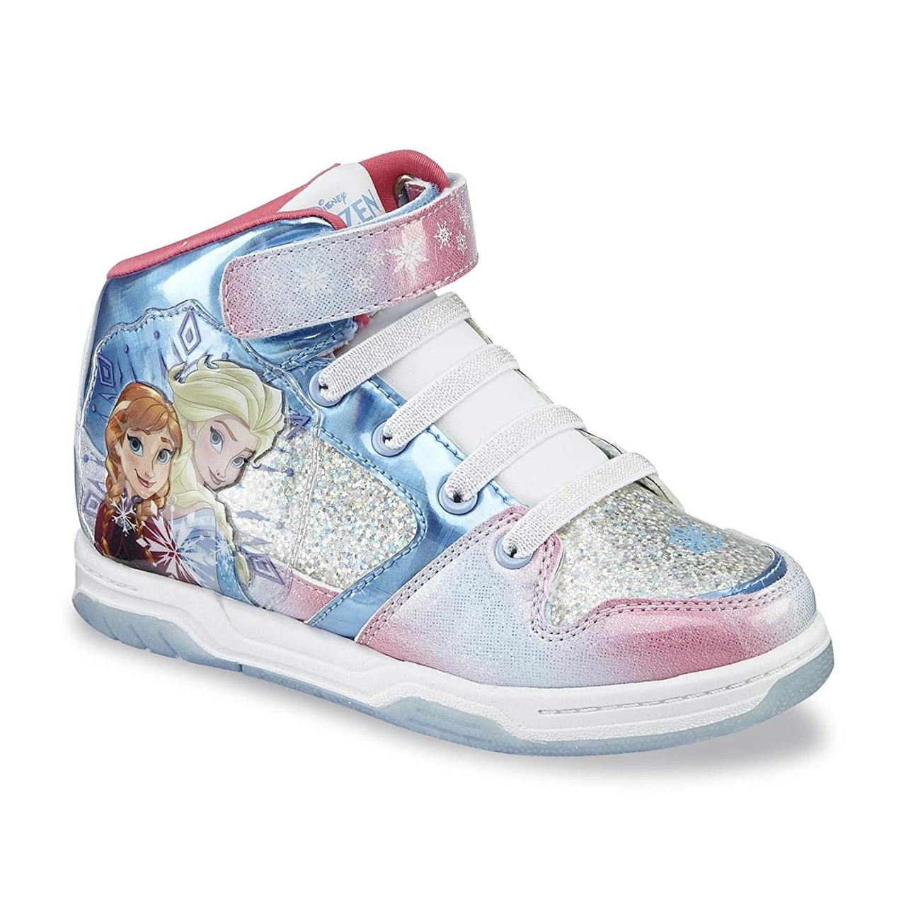 Disney Girl's Frozen High-top Sneaker, Pink Blue Silver