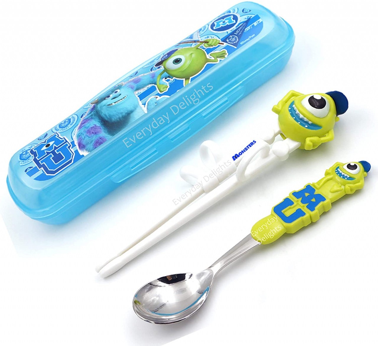 Disney Monster University Mike Kids Children Spoon Training Chopsticks Flatware Utensil Cutlery