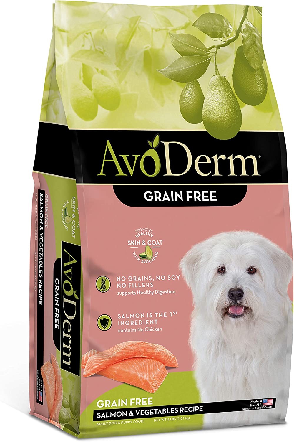 Dry & Wet Dog Food, Grain Free, Salmon & Vegetables Recipe, Seafood, 4 Pounds
