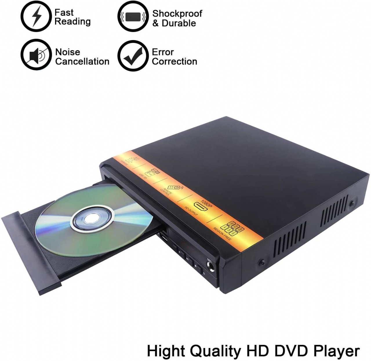 DVD Player, Home DVD Players for TV Region Free DVDs 1080p Full HD Compact CD/DVD Player