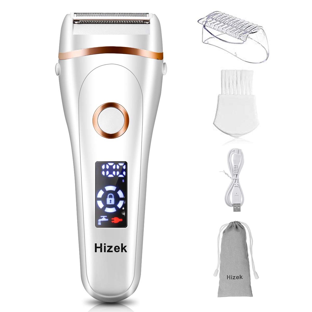Electric Razor for Women,Hizek Lady Electric Shaver- Wet and Dry Rechargeable Body Hair Bikini