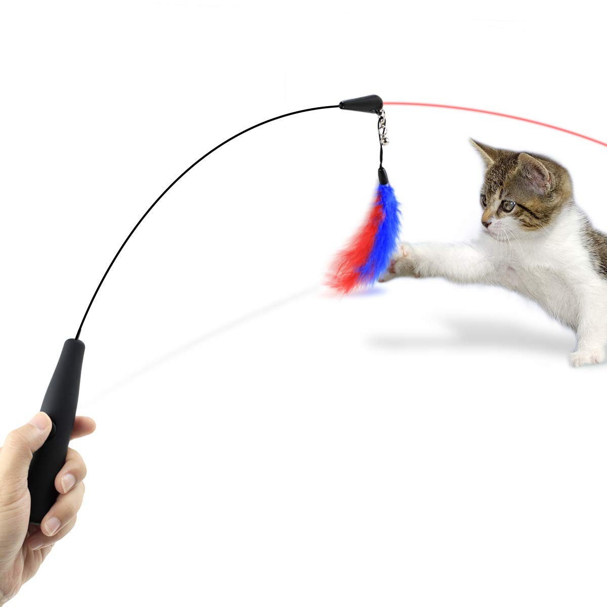 Enjoying Cat Toys Interactive - 2 in 1 Feather and Light Teaser Interactive Cat Wand Toy for Hallowe