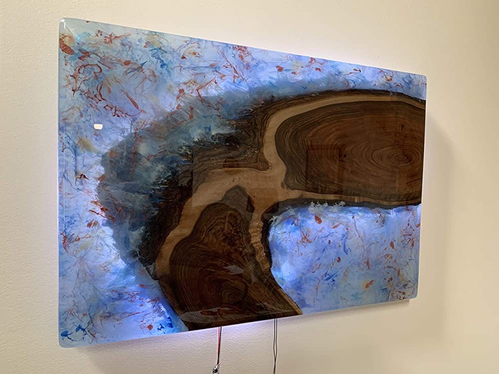 Epoxy Resin Walnut Light Wall Art