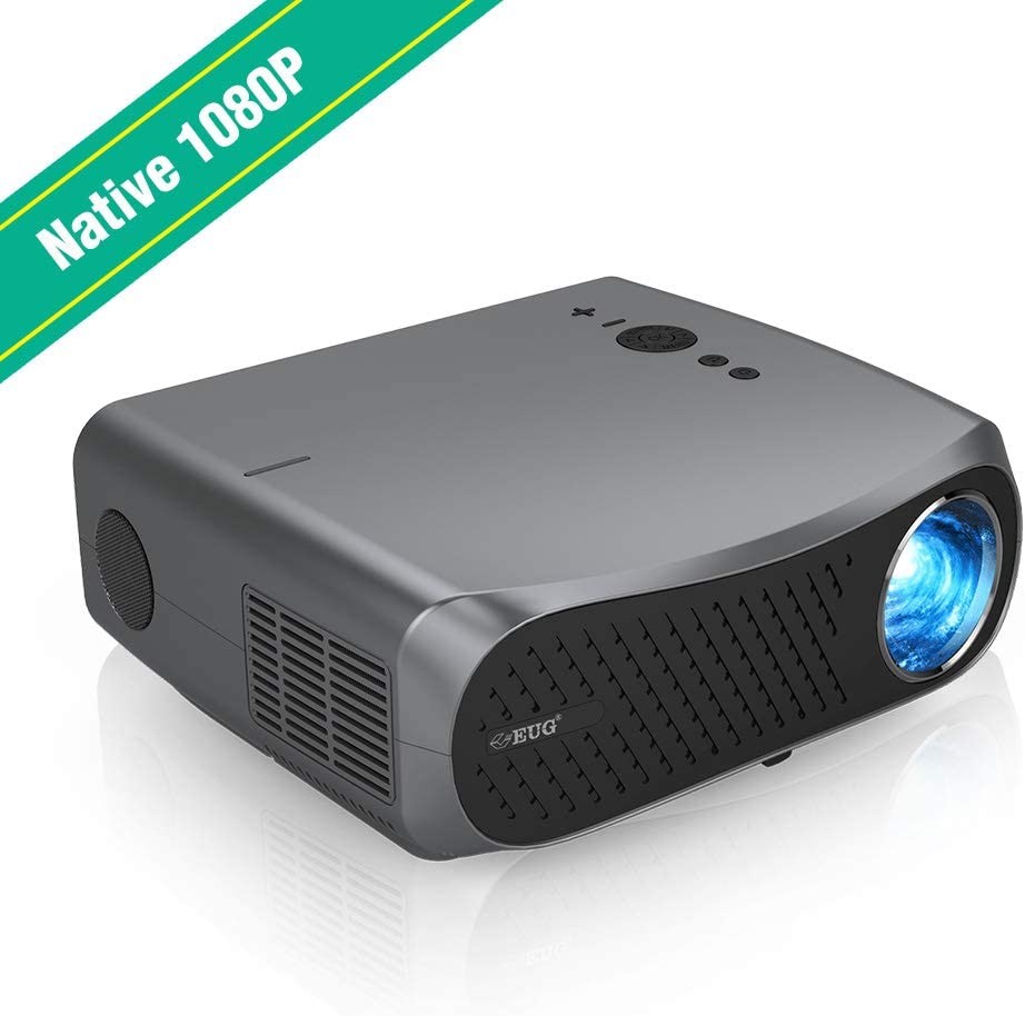 EUG Native 1080P LCD Projector 5500 Lumen 10,000:1 LED 50,000hrs Support 4K Home Theater Movie