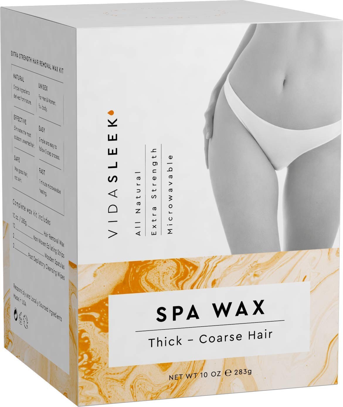 Extra Strength Hair Removal Waxing Kit Men + Women, All Natural (10 oz)
