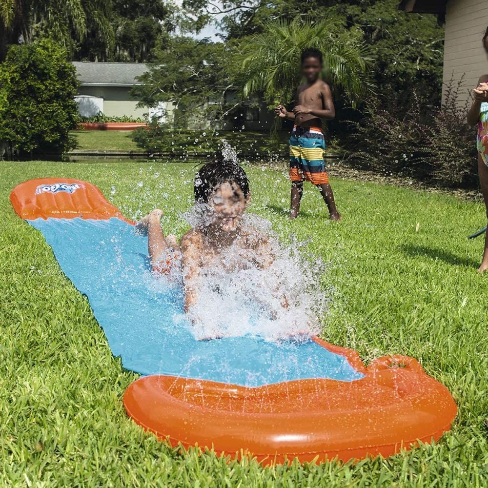 fenam Outdoor Water Fun Single Water Slide with Ramp Lawn Water Slides for Children Summer Pool Kids