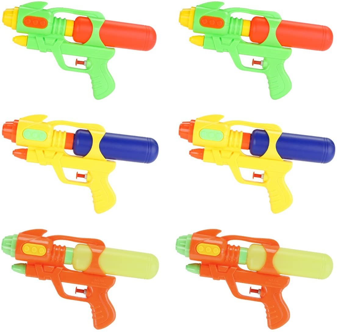 Fun-Here Water Guns 9 Inch 6 Packs for Kids Adults Multicolor Squirt Gun in Party Pool Bath Favors