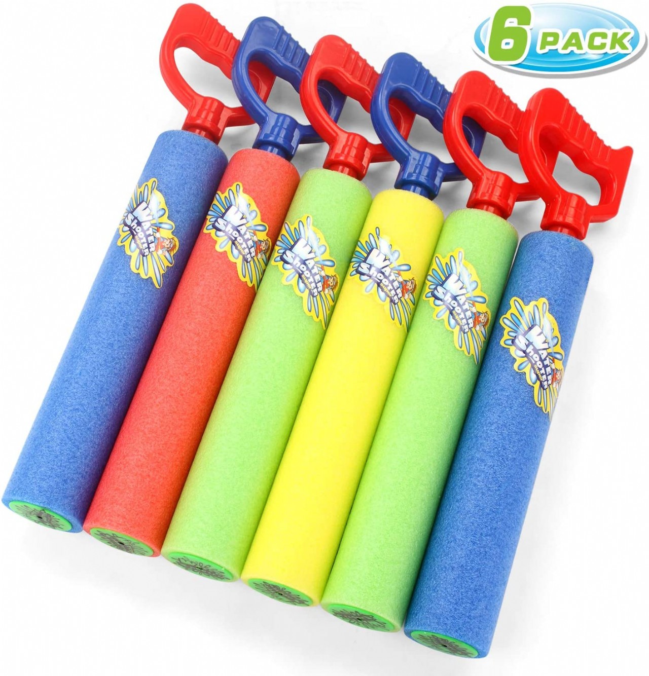 Fun-Here Water Guns Shooter 6 Pack, Super Foam Soakers Blaster Squirt Guns, Pool Noodles Toy