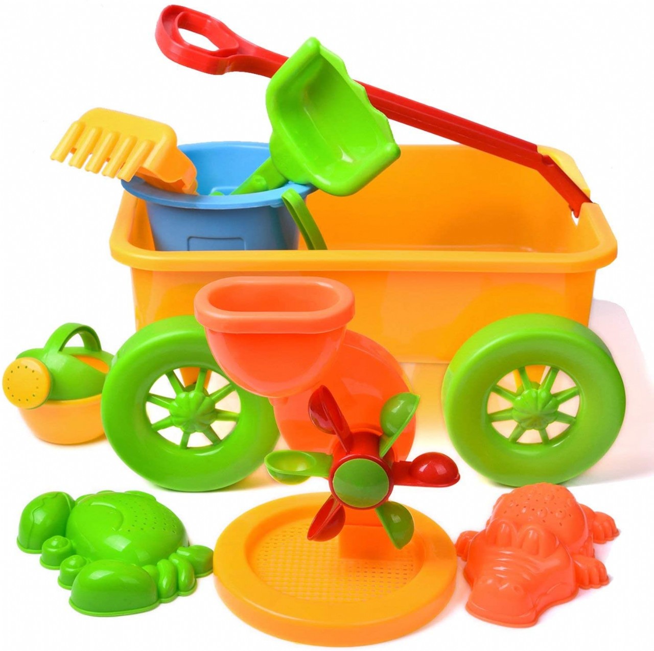 FUN LITTLE TOYS Beach Wagon Toys Set for Kids, Sand Toys Kids Outdoor Toys, Sandbox Toys Set