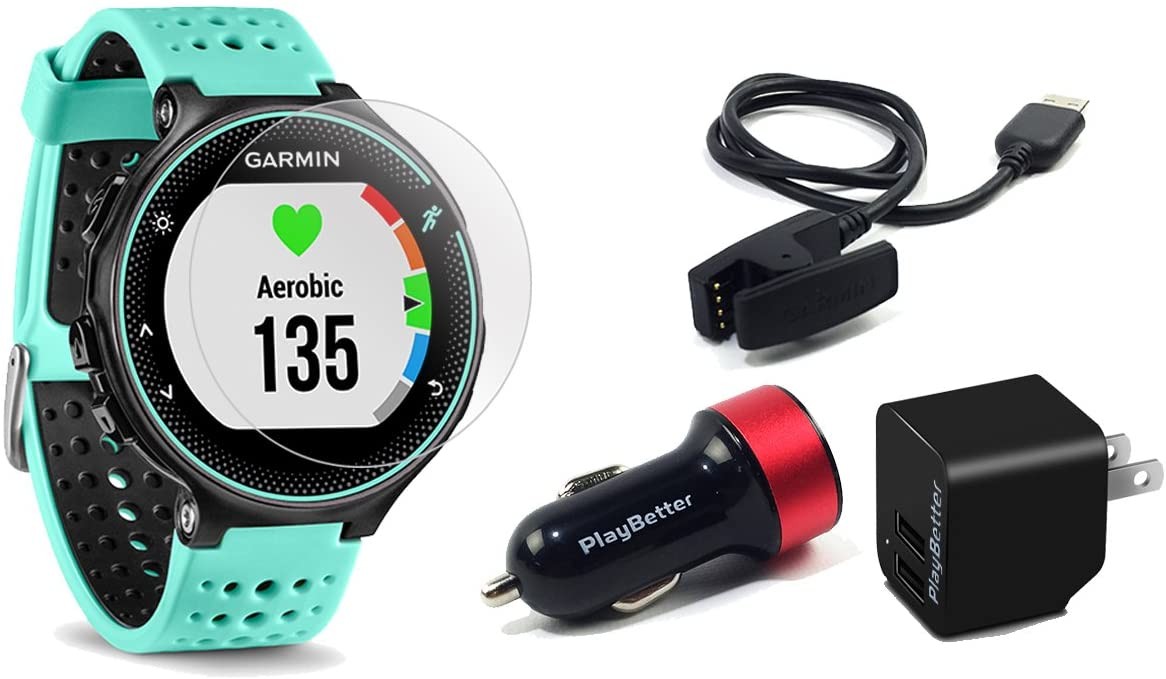 Garmin Forerunner 235 (Frost Blue) GPS Running Watch Bundle | with HD Screen Protector Film