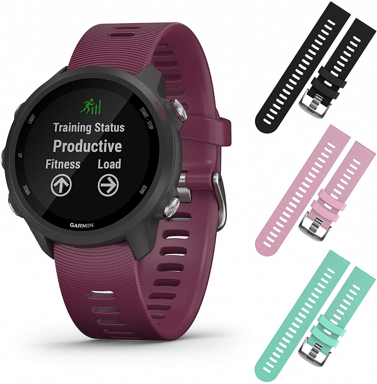 Garmin Forerunner 245 GPS Running Smartwatch with Included Wearable4U 3 Straps Bundle