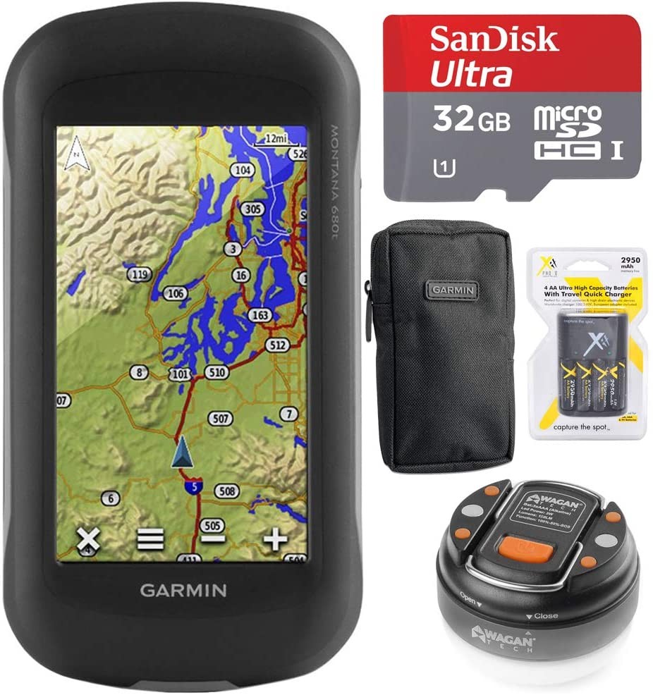Garmin Montana 680t Handheld GPS (010-01534-11) with 32GB Travel Bundle Includes, microSDHC 32GB