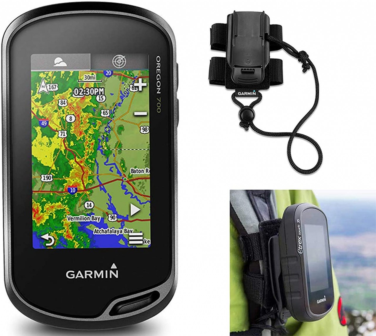 Garmin Oregon 700 Hiking GPS Bundle with Hiking Backpack Tether Mount Carabiner Clip & USB