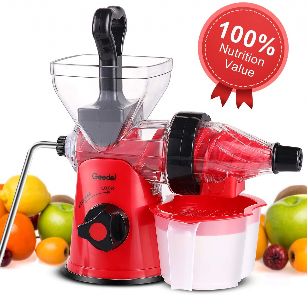 Geedel Manual Masticating Juicer, Original Slow Juicer Machine for