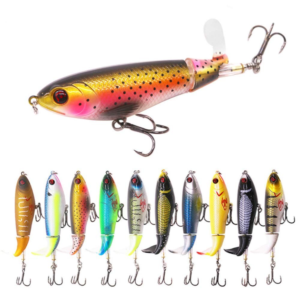 GUFIKY Fishing Lures Whopper Plopper 4.0 inch/0.5 oz with Rotating Spins Tail for Bass，Trout ，Walley