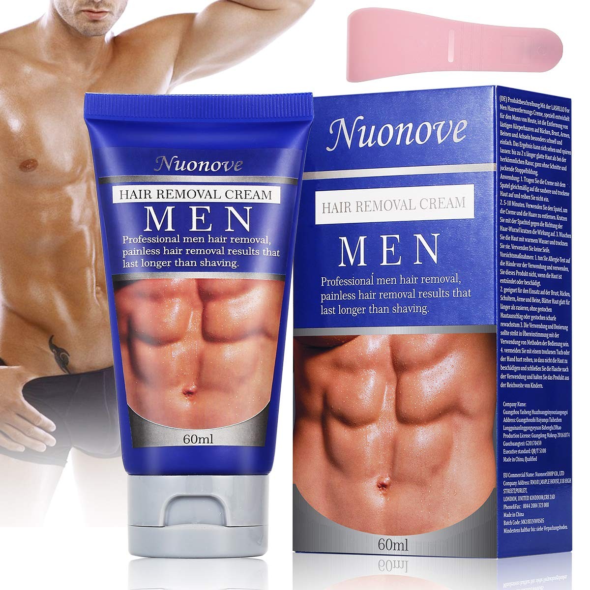 Hair Removal Cream for Men, Depilatory Cream, Natural Painless Permanent Thick Hair Removal Cream