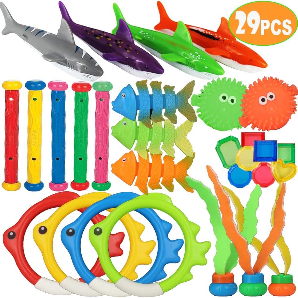 balnore Diving Toys, 28 Pcs Underwater Swimming Pool Toys Water Game for Kids Ages 3+ Pools