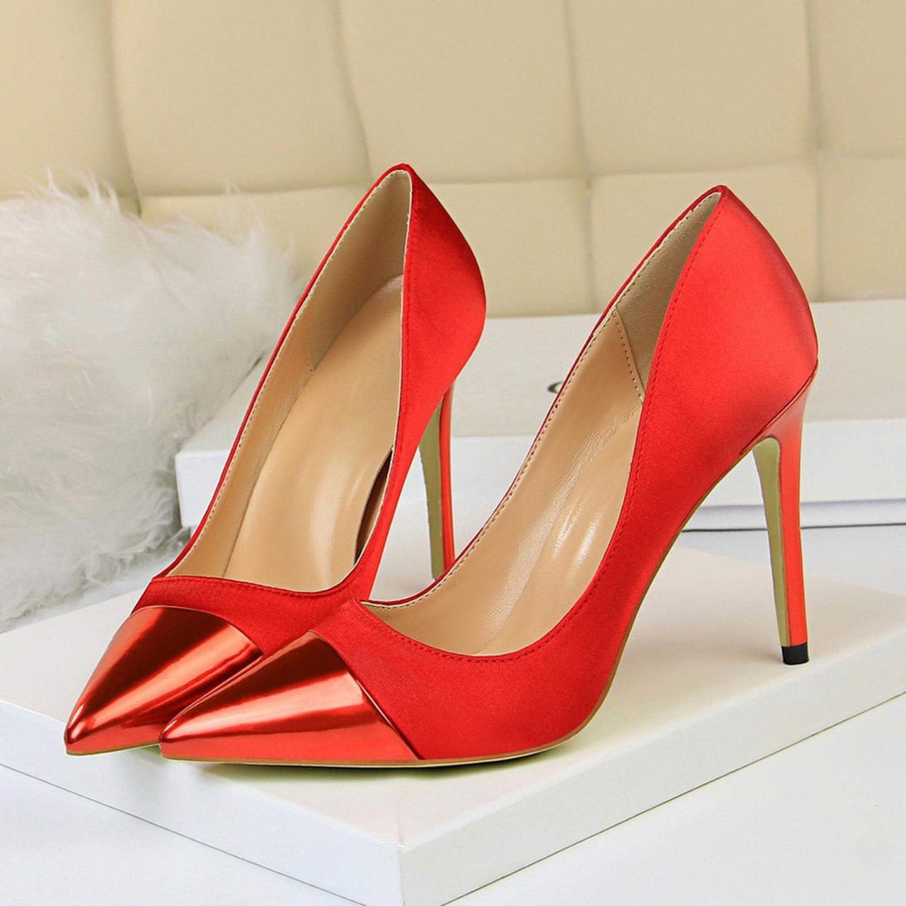 satin stilettos