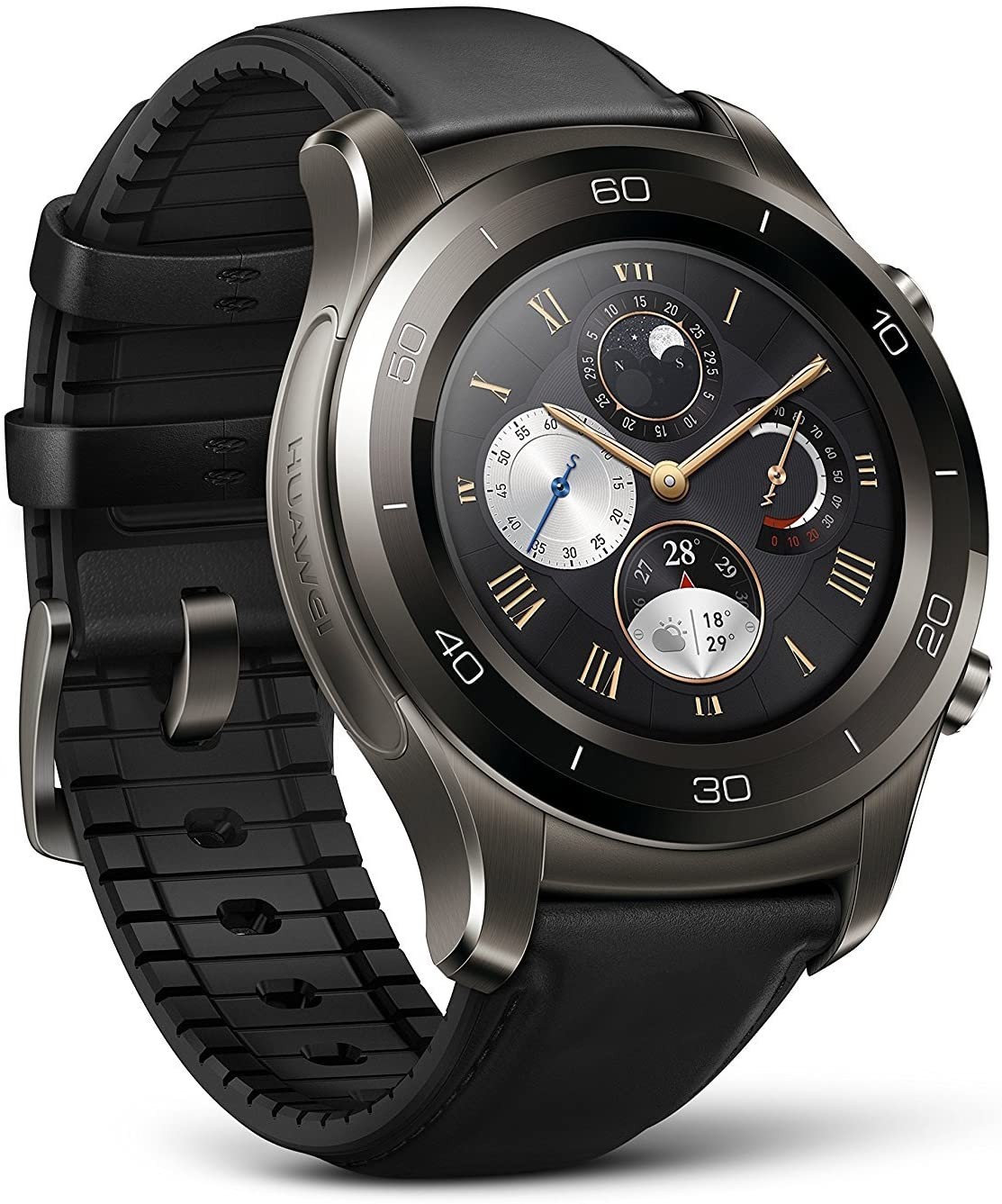 Huawei Watch 2 Classic Smartwatch - Ceramic Bezel- Black Leather Strap