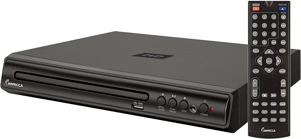 Impecca Compact DVD Player – Digital DVD Player with Remote Control and Built-in PAL/ NTSC System
