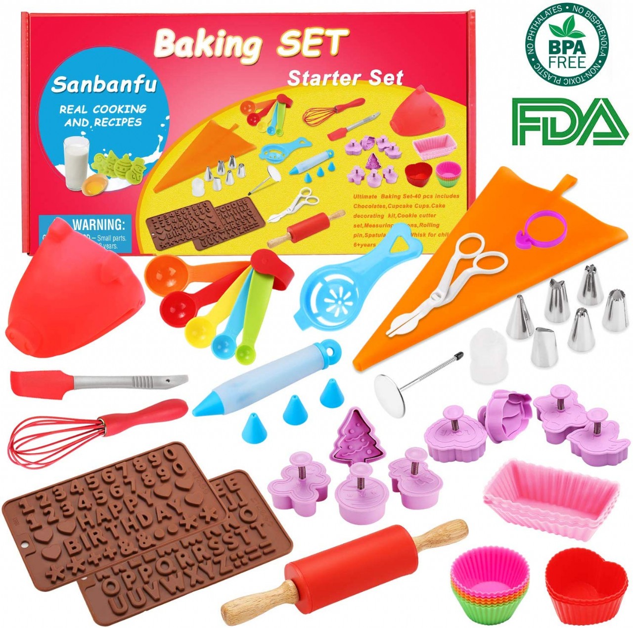 Kids Baking Set Real Cupcake Baking Supplies Silicone Cake Decorating Kit,Perfect for Girls Teens