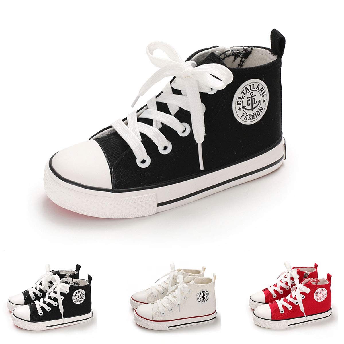 Kids Boys Girls Canvas High Top Gym Shoes Trainers Sneakers(Toddler/Little Kid/Big Kid)