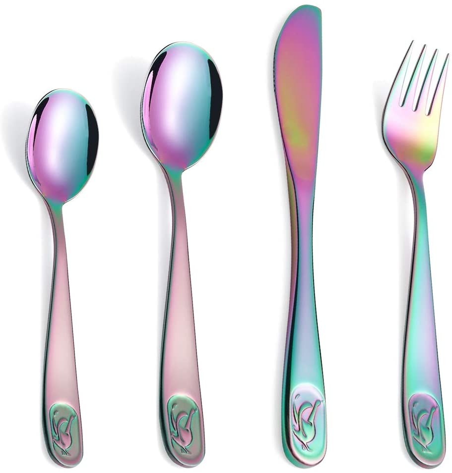 Kids Silverware Set Toddler Utensils 18/8 Stainless Steel 4PCS Fork