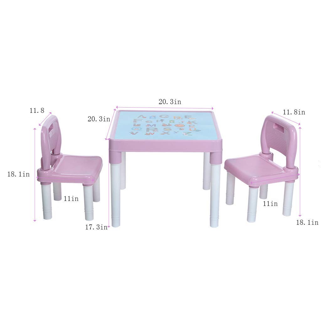Kids Table and 2 Chairs Set, Alphabetic Letter Table Furniture for Toddlers, Lightweight,