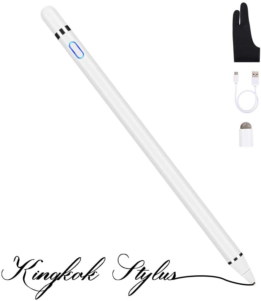 Kingkok Capacitive Stylus Pens for Touch Screens, Rechargeable 1.5mm Fine Point Smart Pencil Active