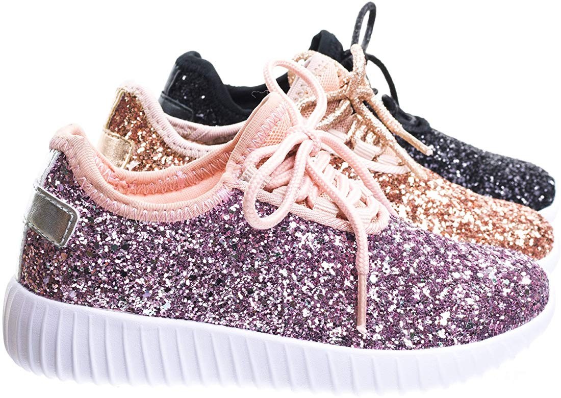 Lace up Rock Glitter Fashion Sneaker For Children Girl Kids