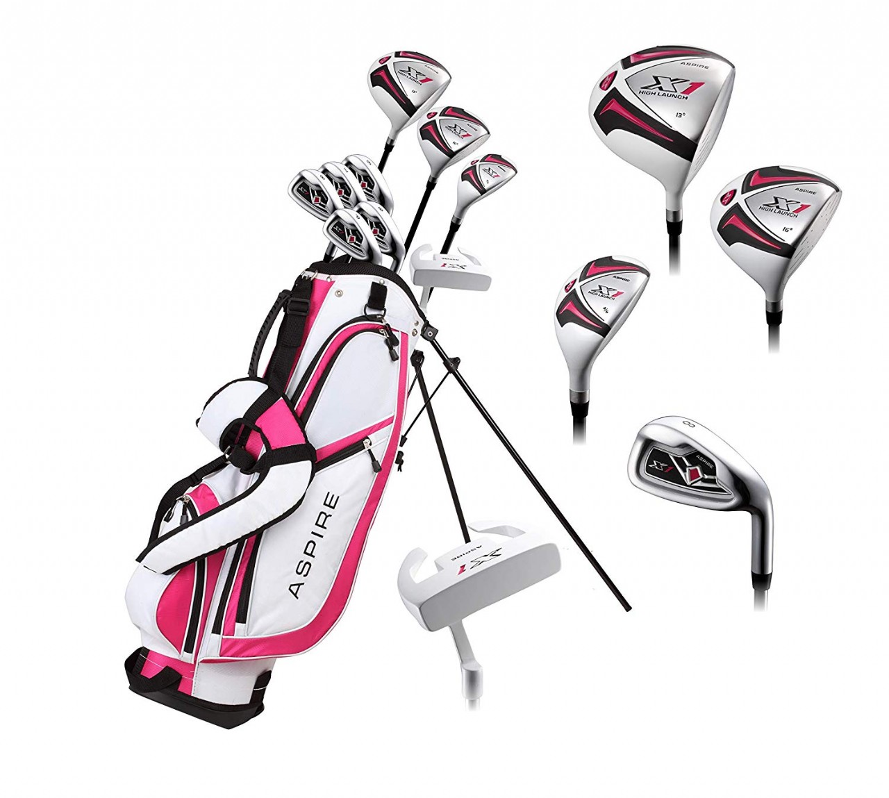 Ladies Womens Complete Right Handed Golf Clubs Set Includes Driver, Fairway, Hybrid, 6-PW Irons, Put