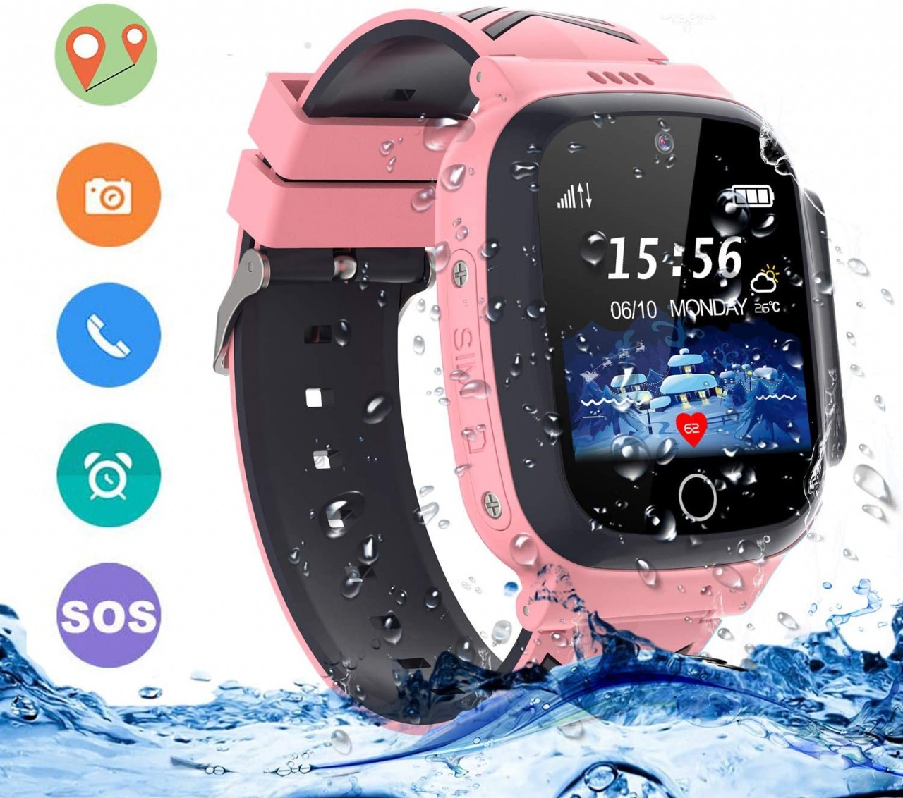 LDB Direct Kids Smartwatches Waterproof, GPS/LPS Tracker Phone SOS Two-Way Call Touch Screen Voice
