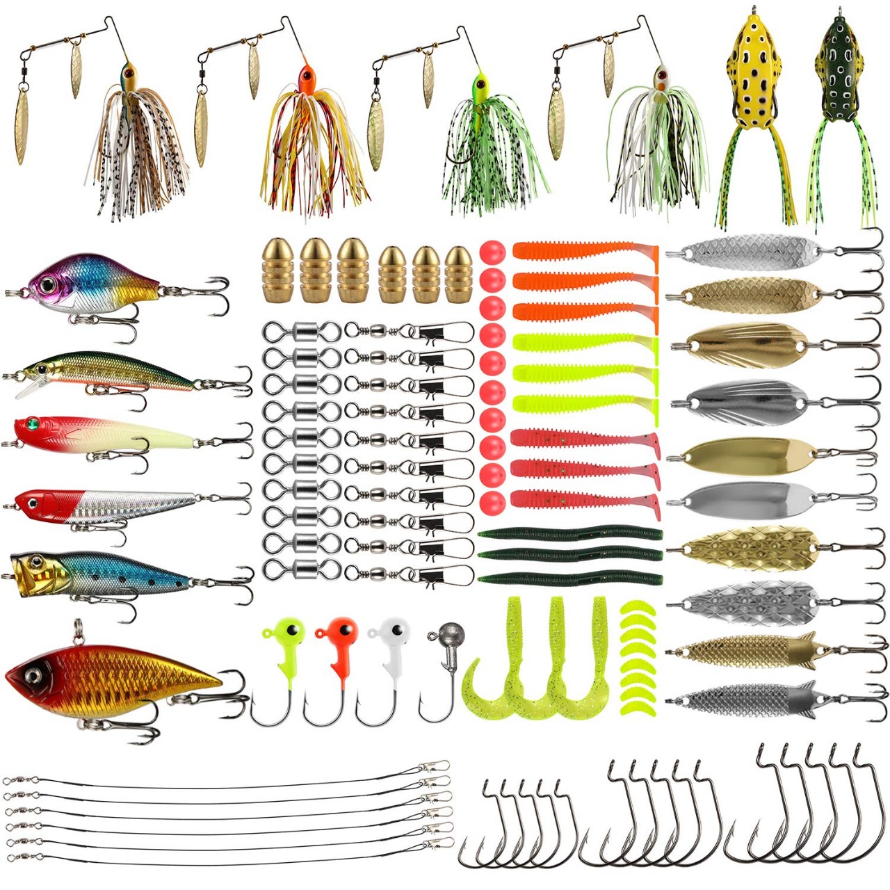 Magreel Fishing Lures Kit 110pcs/120pcs/262pcs Fish Baits Kit Set with Tackle Box Including Crankbai
