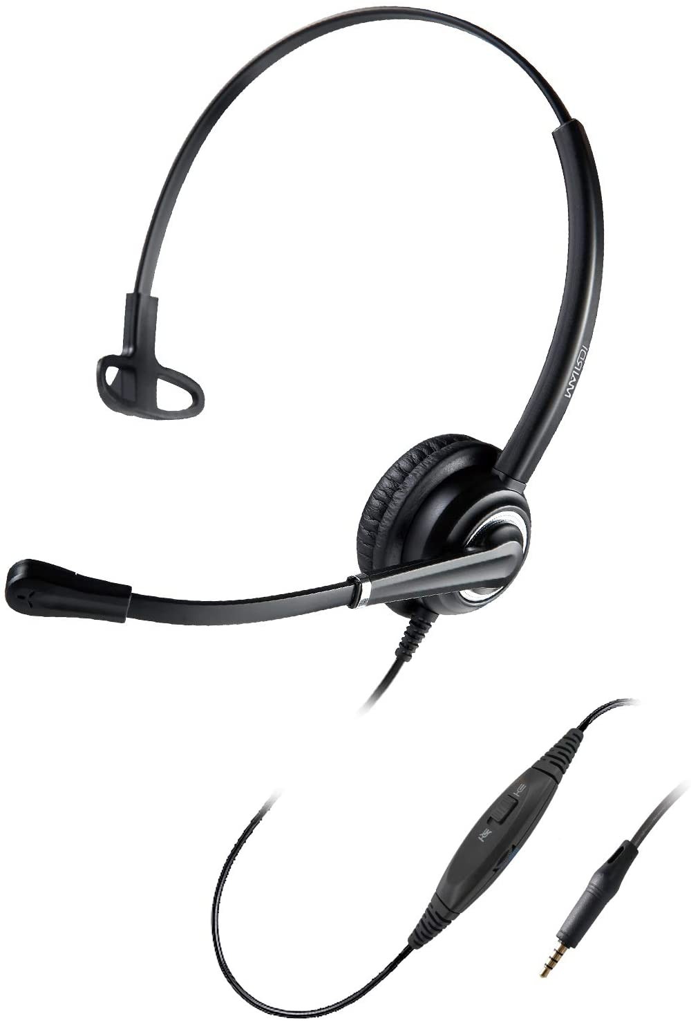 MAIRDI Cell Phone Headset with Nosie Cancelling Microphone Mono 3.5mm Jack Headset with Mic Mute