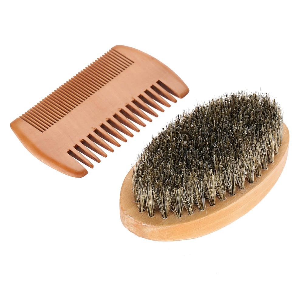 Men Beard Care Kit Beard Grooming Kit Mustache Oval Brush and Beard Comb Cleaning Grooming Tool Help