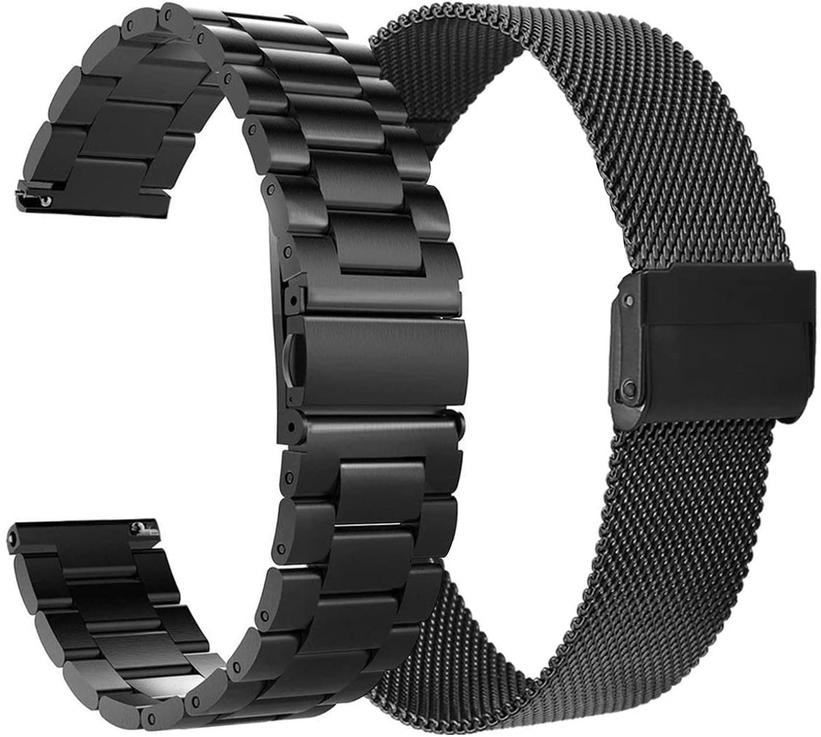 Metal Strap Compatible with Fitbit Versa Bands/Versa 2 Band Black Solid Stainless Steel Versa 2 Spec