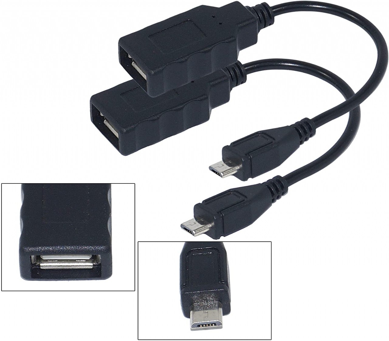 Micro USB 2.0 OTG Cable for Mobile Phones - USB A Female to Micro USB B 5 Pin Male Adapter Cable