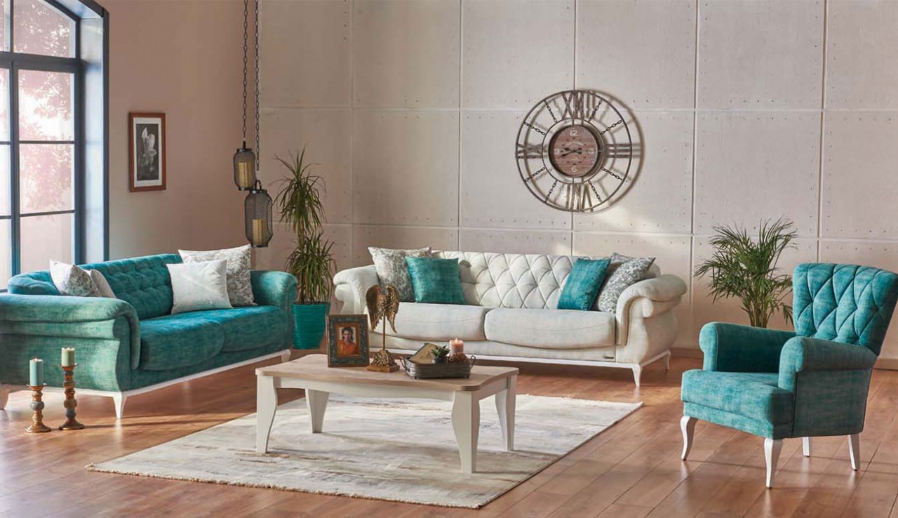 White Green Luxury Sofa Set - Luxury Modern Sofas