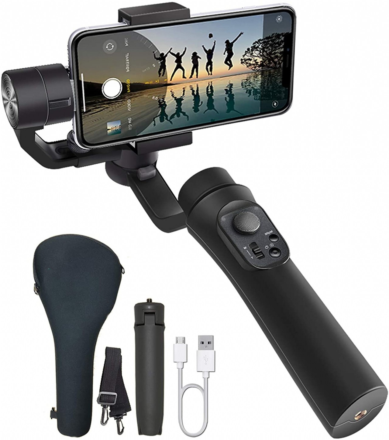 Motorized 3-Axis Smartphone Handheld Gimbal Stabilizer for Smooth Video Capture 360 Degrees Pan