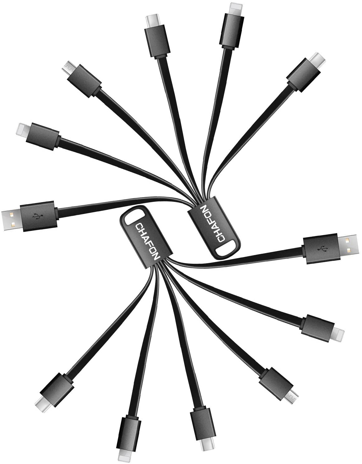 Multi Charging Cable Short 3A,6 in 1 USB Charge Cord with 2 USB C,2 Phone,Micro Connectors Replaceme