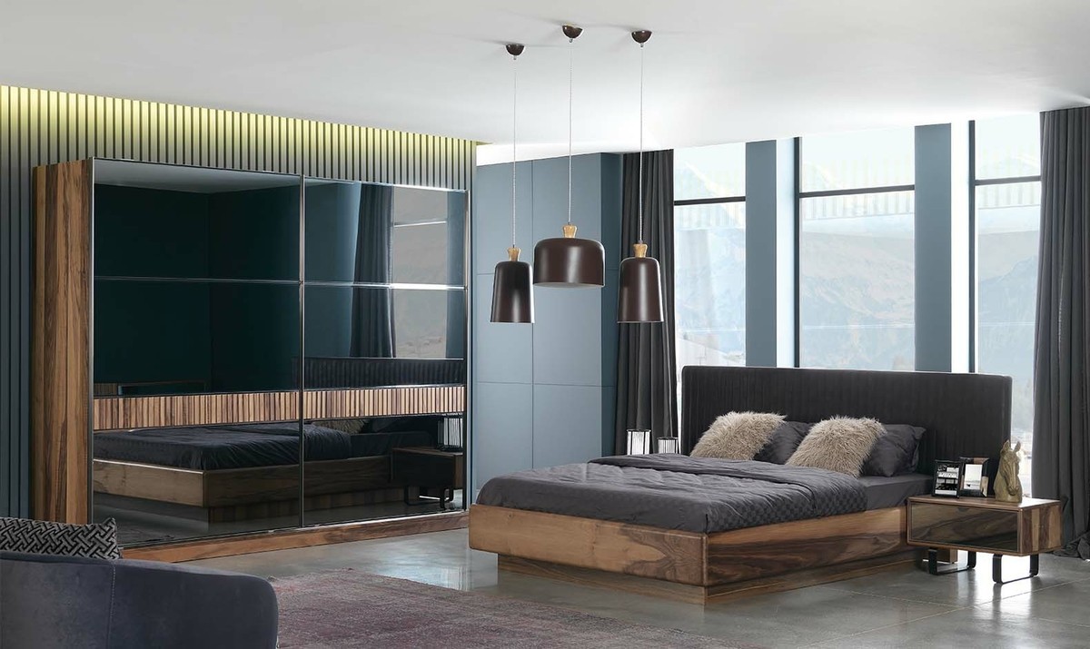 Natural Walnut 2023 beautiful modern luxury bedroom furniture