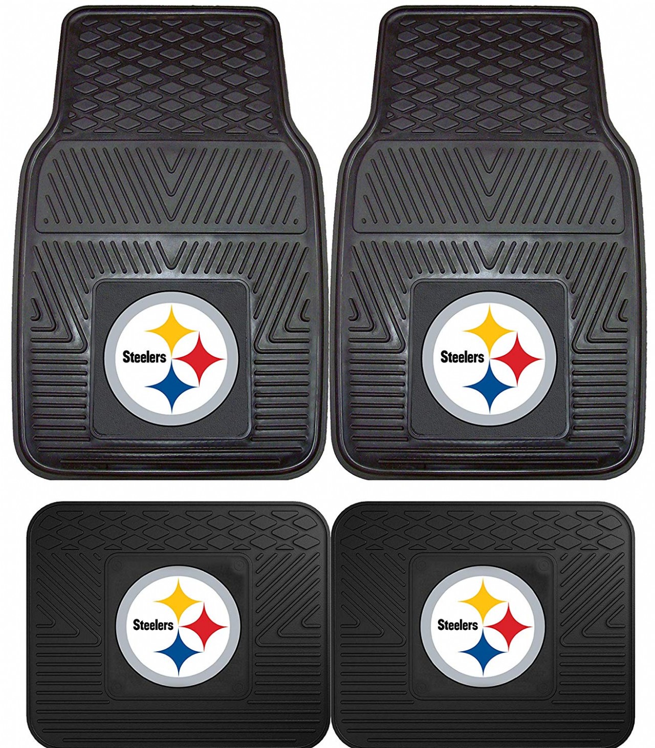 NFL Pittsburgh Steelers Car Floor Mats Heavy Duty 4-Piece Vinyl - Front and Rear